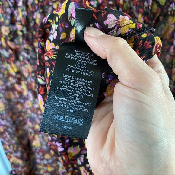 by Anthropologie Pauline Balloon-Sleeved Blouse Floral Black Tie Semi Sheer Top - Picture 14 of 15